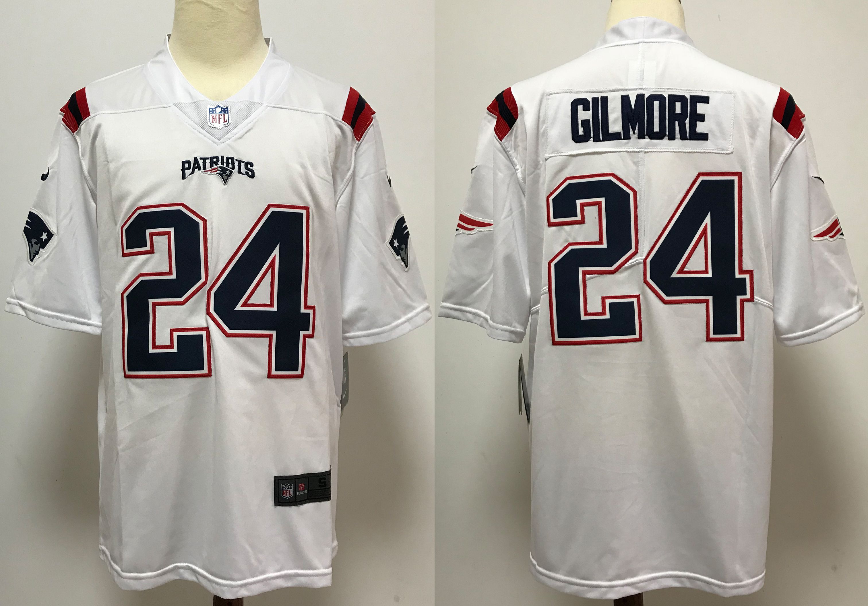 Men New England Patriots 24 Gilmore White Nike Vapor Untouchable Stitched Limited NFL Jerseys